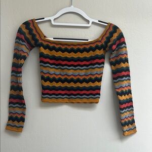 Multicolor Chevron Long Sleeve Top